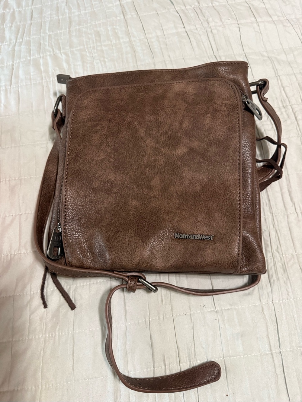 Montana West Brown Studded Braided Crossbody Conceal Carry Bag - Picture 6 of 7